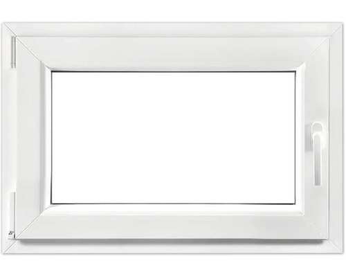 Kellerfenster Dreh-Kipp Kunststoff RAL 9016 verkehrsweiß 600x400 mm DIN Links Weißes Kunststofffenster mit Griff
