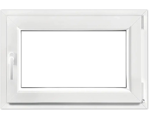 Kellerfenster Dreh-Kipp Kunststoff RAL 9016 verkehrsweiß 600x400 mm DIN Rechts Weißes Kunststofffenster mit Dreh- und Kippfunktion