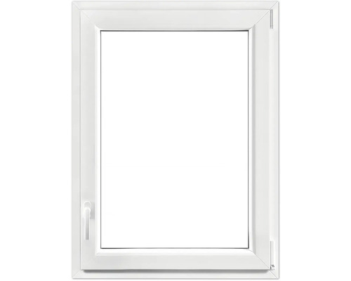 Kellerfenster Dreh-Kipp Kunststoff RAL 9016 verkehrsweiß 600x800 mm DIN Rechts Weißes Kunststofffenster mit Fenstergriff