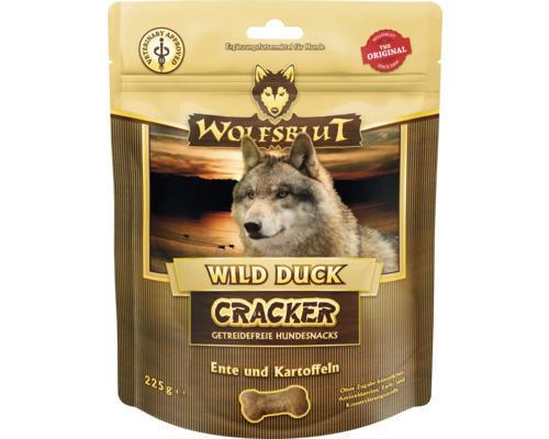 Hundesnack WOLFSBLUT Wild Duck Cracker Ente mit Kartoffeln mit wertvollen Superfoods, getreidefrei, Glutenfrei 225 g