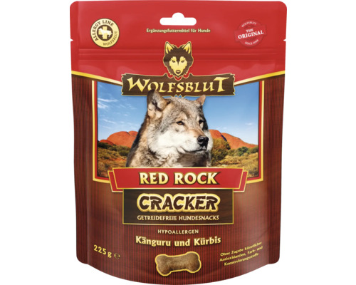 Hundesnack WOLFSBLUT Red Rock Cracker Känguru mit Kürbis mit wertvollen Superfoods, getreidefrei, Glutenfrei 225 g