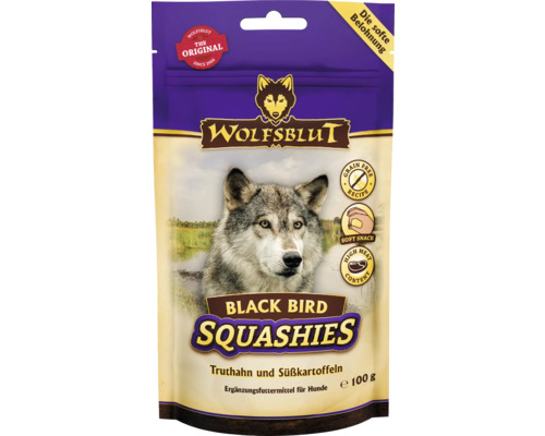 Hundesnack WOLFSBLUT Black Bird Squashies mit wertvollen Superfoods, getreidefrei, Glutenfrei 100 g