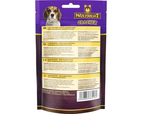 Wolfsblut Cracker Black Bird Hundesnack mit Truthahn und Süßkartoffeln