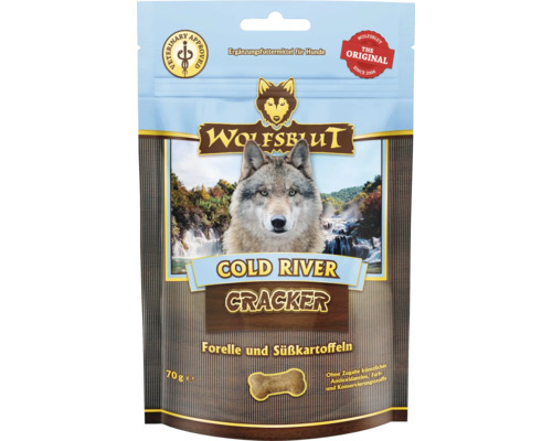 Hundesnack WOLFSBLUT Cold River Cracker mit wertvollen Superfoods, getreidefrei, Glutenfrei 70 g