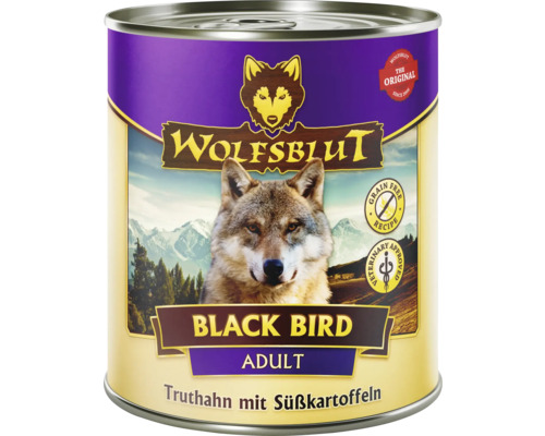 Hundefutter nass WOLFSBLUT Black Bird Adult mit wertvollen Superfoods, getreidefrei, Glutenfrei 800 g
