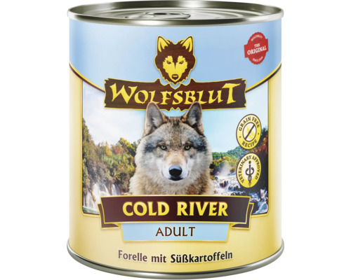 Hundefutter nass WOLFSBLUT Cold River Adult mit wertvollen Superfoods, getreidefrei, Glutenfrei 800 g
