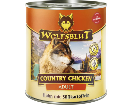 Hundefutter nass WOLFSBLUT Country Chicken Adult mit wertvollen Superfoods, getreidefrei, Glutenfrei 800 g