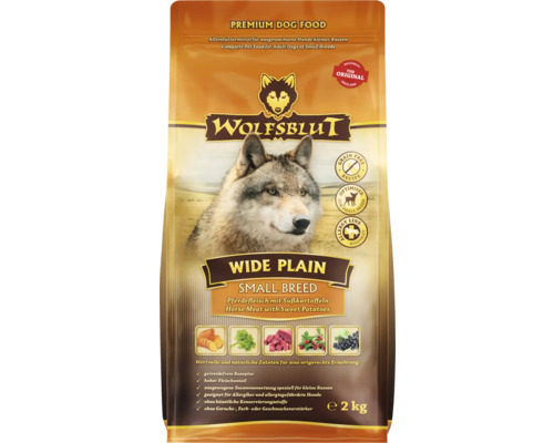 Hundefutter trocken WOLFSBLUT Wide Plain SB Pferd mit Süßkartoffeln mit wertvollen Superfoods, getreidefrei, Glutenfrei 2 kg