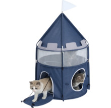 Katzenzelt im Burg Design mit zwei Katzen