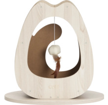 Katzenangel aus Holz mit Federanhänger