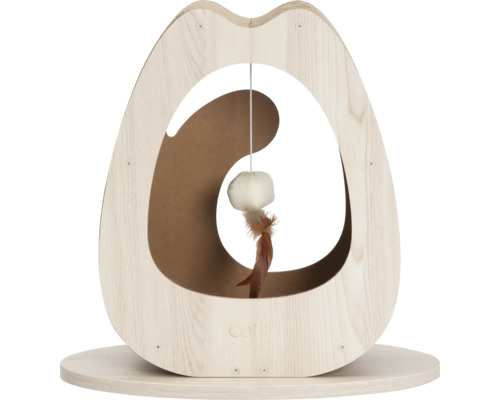 Katzenangel aus Holz mit Federanhänger