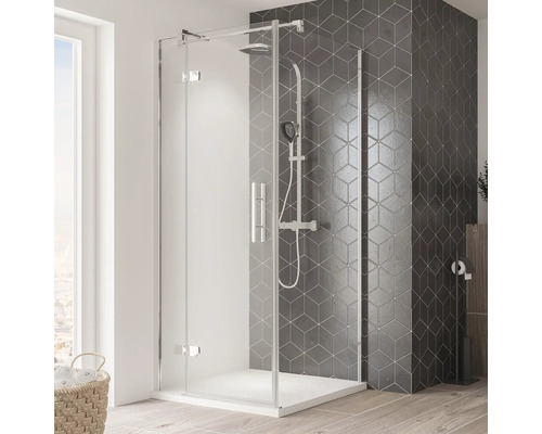 Drehtür für Seitenwand Breuer Avanta 900x2000 mm Anschlag links Dekorglas Terrazzo chromoptik