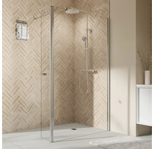 Duschkabine mit Brausegarnitur und Handtuchhalter im Badezimmer