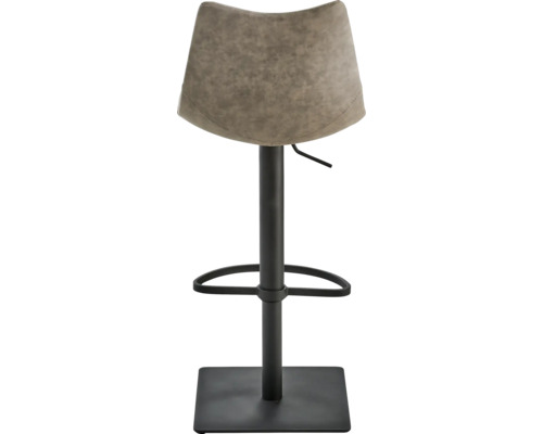 Barhocker mit grauer Sitzfläche und schwarzem Metallfuß