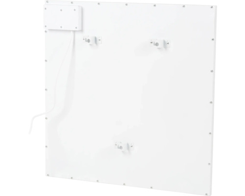 Rückseite einer Heizplatte mit Befestigungselementen und Anschlussdose