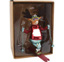 Ski fahrender Elch als Christbaumschmuck in Verpackung