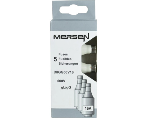 Mersen Sicherungen DII GG 50 Volt 16 Ampere, Fünferpackung