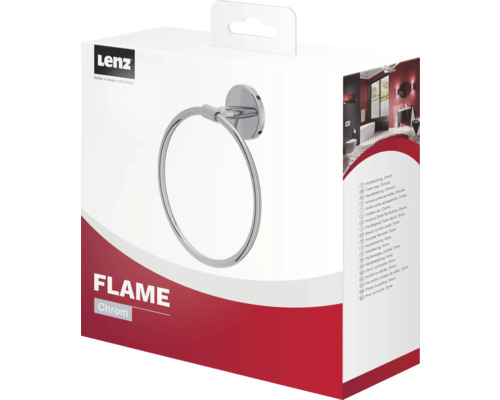 Lenz Flame Handtuchring aus Chrom in Verpackung