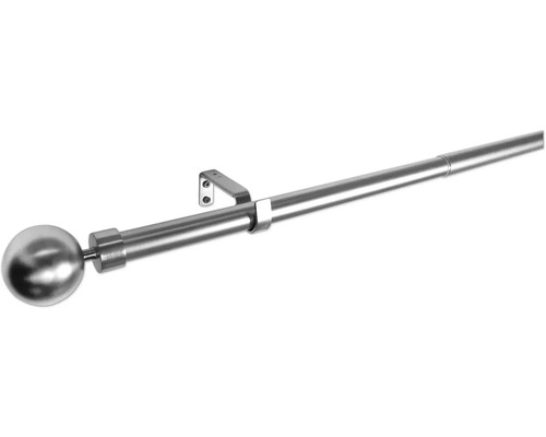 Vorhangstange Habito edelstahl-optik 200-360 cm Ø 25 mm/Ø 28 mm Gardinenstange mit Endstück und Halterung