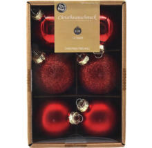 Zwölf Christbaumkugeln, Durchmesser sechs Zentimeter, aus Glas in einer Verpackung