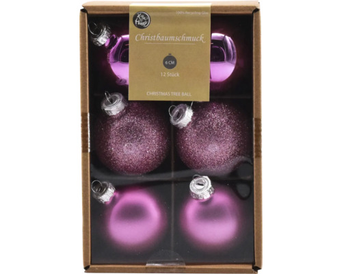 Christbaumkugeln Glas Ø 6 cm 12-teilig rosa