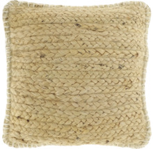 Quadratisches Kissen aus Naturfaser mit Zierstich