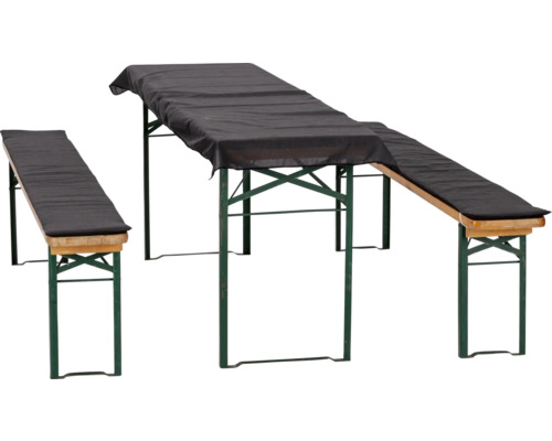 Bierbank-Set 2x Auflage 220 x 25 cm 1x Tischdecke 240 x 100 cm anthrazit Bierzeltgarnitur mit Tischhusse und Bankauflagen