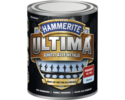 HAMMERITE Metallschutzlack Ultima rubinrot glänzend 750 ml Hammerite Ultima Metallschutzlack Rubinrot RAL 3003