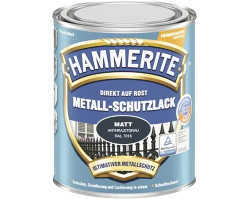 HAMMERITE Metallschutzlack anthrazitgrau matt 750 ml Hammerite Metall Schutzlack direkt auf Rost, matt anthrazitgrau RAL 7016