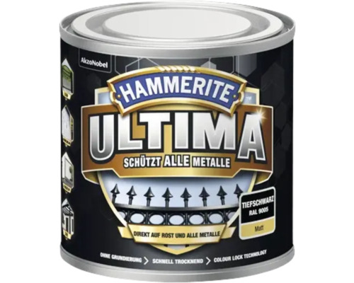 Metallschutzlack Hammerite Ultima tiefschwarz matt 250 ml