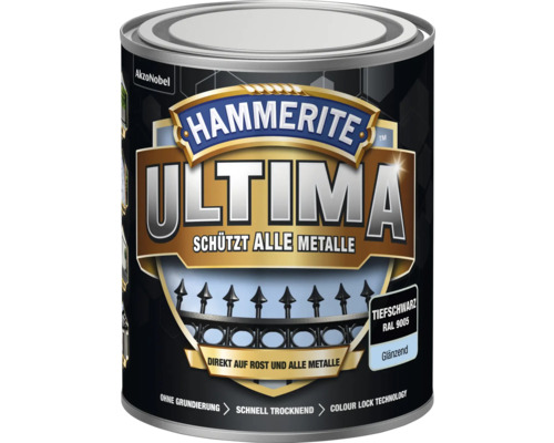 Metallschutzlack Hammerite Ultima tiefschwarz glänzend 250 ml