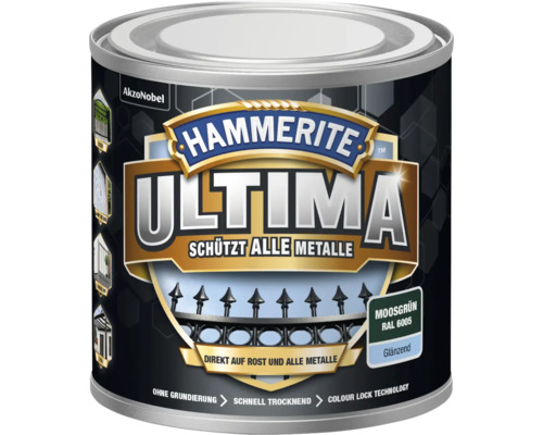 HAMMERITE Metallschutzlack Ultima glänzend moosgrün 250 ml Hammerite Ultima Metallfarbe, moosgrün, glänzend