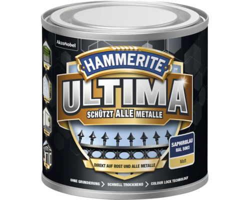 HAMMERITE Metallschutzlack Ultima matt saphirblau 250 ml Hammerite Ultima Metallschutzlack Saphirblau RAL 5003, Matt