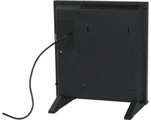 Rückansicht einer Heizung mit Netzkabel