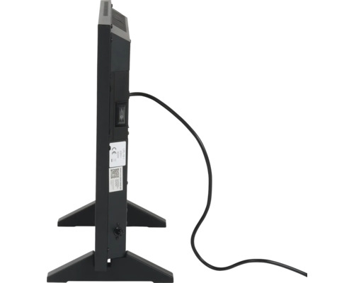 Seitenansicht eines elektrischen Heizkörpers mit Kabel