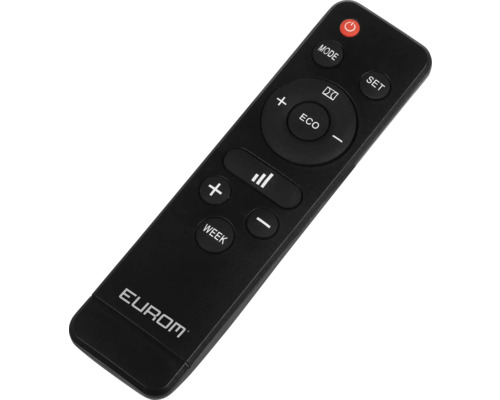 Schwarze Eurom Fernbedienung mit verschiedenen Tasten zur Steuerung