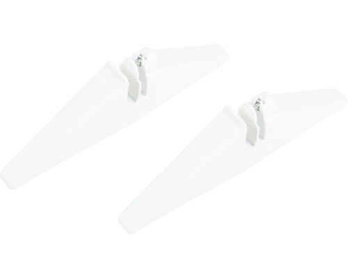 Zwei weiße Fenstergriffe aus Kunststoff