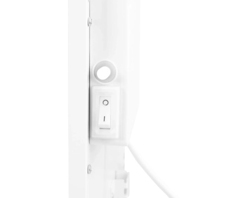 Detailansicht eines Heizkörpers mit Ein- und Ausschalter