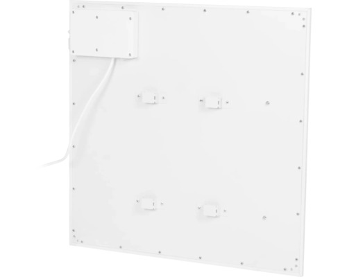 Rückseite eines Heizpaneels mit Anschlussdose und Montagevorrichtungen