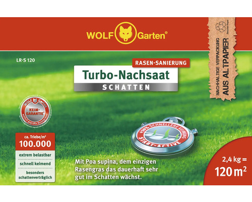 Wolf Garten Turbo-Nachsaat Schatten Rasensamen für die Rasensanierung