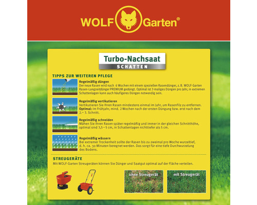 Wolf Garten Logo. Informationen zur Rasenpflege, einschließlich Düngen, Vertikutieren, Schneiden und Bewässern. Empfehlungen für Streugeräte.