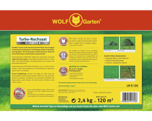 Wolf Garten Turbo-Nachsaat Schatten Rasensamen Verpackung