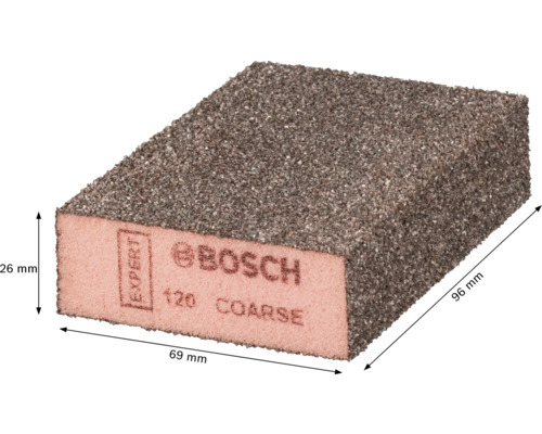 Bosch Expert Schleifschwamm grob, Körnung 120, Abmessungen 96 mm x 69 mm x 26 mm