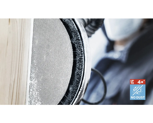 Detailansicht einer Schleifmaschine mit Staubabsaugung