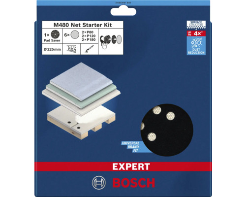 Schleifblatt für Exzenterschleifer Trockenbauschleifer Bosch Expert M480 Ø225 mm (Körnung 80/120/180) 7 Stück