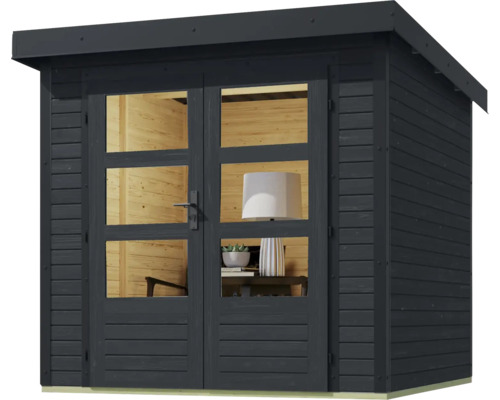 Gartenhaus aus Holz mit Glastüren