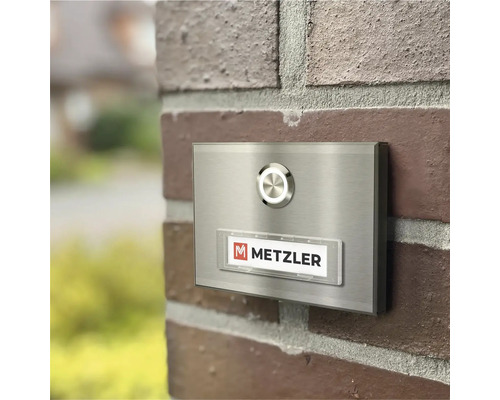 Edelstahl Türklingel mit Klingelknopf und Namensschild