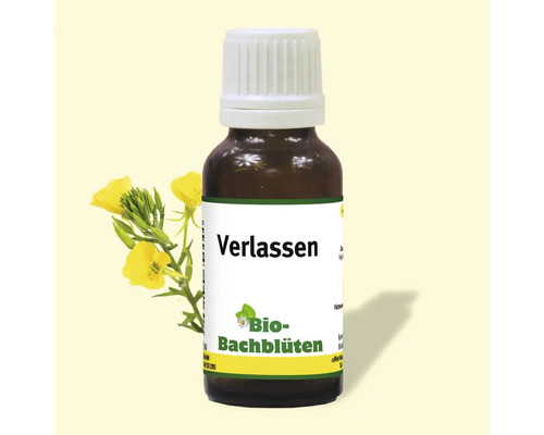 Bachblüten Rescue Tropfen in brauner Glasflasche mit gelber Blüte