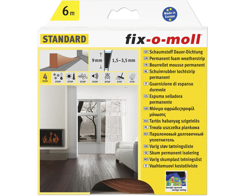 Dauer-Dichtung Schaumstoff fix-o-moll braun 6 m 4 x 9 mm Fix-o-Moll Schaumstoff Dauer Dichtung, sechs Meter, Standard