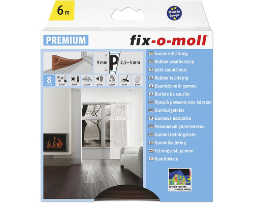 P-Profildichtung fix-o-moll selbstklebend braun 6 m 5,5 x 9 mm Fix-o-moll Premium Gummidichtung, sechs Meter